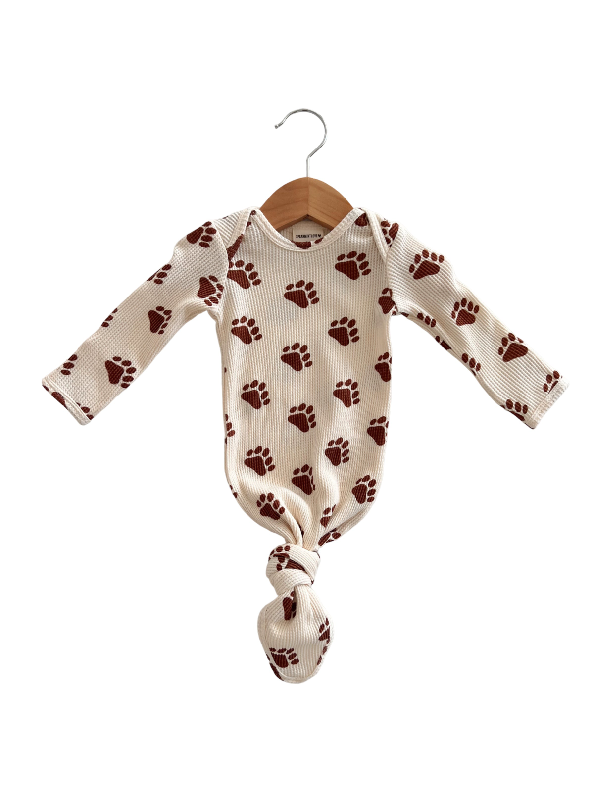 Organic Waffle Knotted Gown, Bear Paw