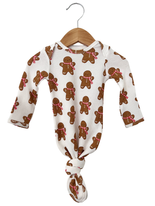 Organic Waffle Knotted Gown, Gingerbread Man
