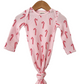 Organic Waffle Knotted Gown, Pink Candy Cane