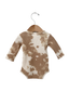 Organic Waffle Long Sleeve Bodysuit, Almond Tie Dye