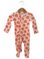 Organic Waffle Ruffle Zip Footie, Blush Jack-O-Lantern