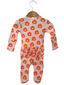 Organic Waffle Ruffle Zip Footie, Blush Jack-O-Lantern