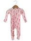 Organic Waffle Ruffle Zip Footie, Pink Candy Cane