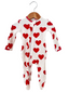 Organic Waffle 2-Way Zip Ruffle Footie, Red Heart