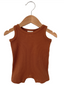 Organic Waffle Shortie Romper, Caramel