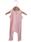 Organic Waffle Sleeveless Zip Romper, Blush