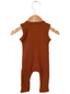 Organic Waffle Sleeveless Zip Romper, Caramel