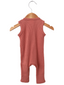 Organic Waffle Sleeveless Zip Romper, Dusty Rose