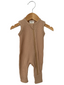 Organic Waffle Sleeveless Zip Romper, Tan