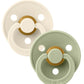 Colour Round Natural Rubber Latex Pacifier 2 Pack, Ivory/Sage
