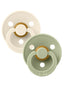 Colour Round Natural Rubber Latex Pacifier 2 Pack, Ivory/Sage