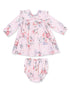 Sofia Dress with Oversize Collar & Bloomer, Painterly Rose Bouquets