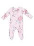 2-Way Zip Ruffle Footie, Painterly Rose Bouquets