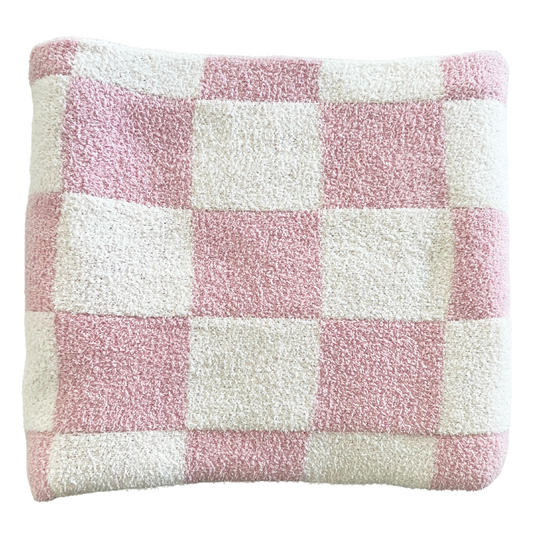 PhufyBliss™ Checker Sofa Blanket, Strawberry