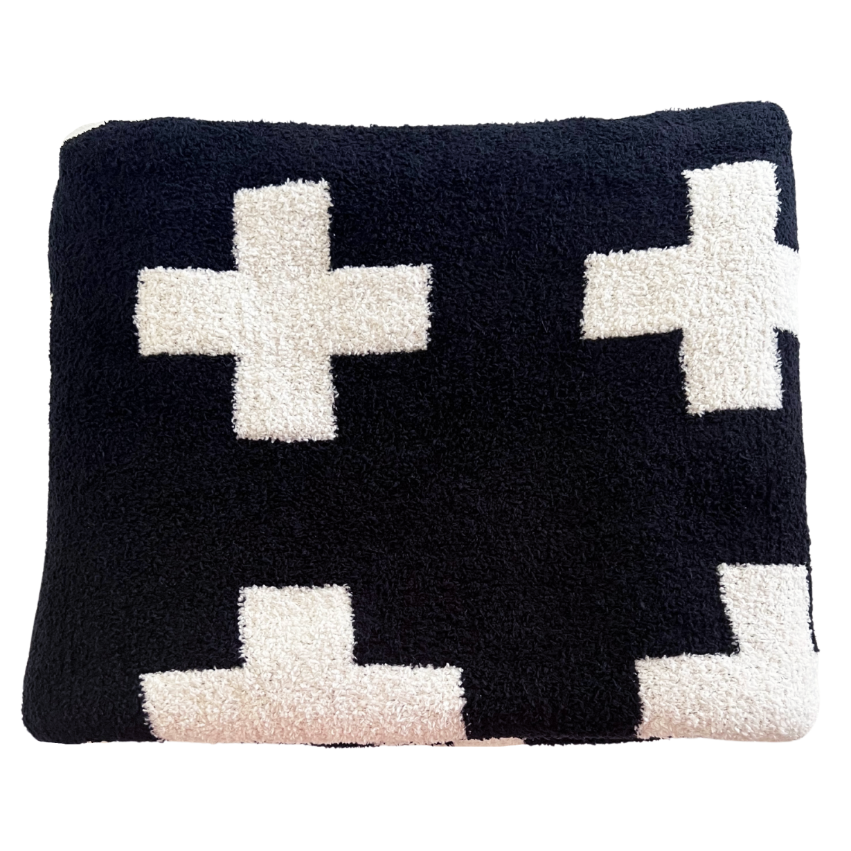 Phufy™ Bliss Sofa Blanket, Black/White Cross
