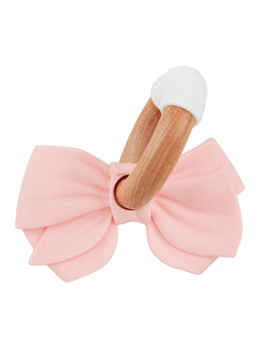 Pink Bow Silicone Ring Teether