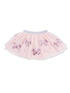 Pink tutu skirt with shiny pink bow embellishments and elastic waistband. Perfect for dress-up or special occasions.