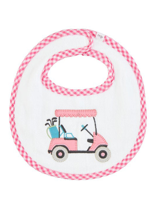 Applique Terry Bib, Golf Cart Pink