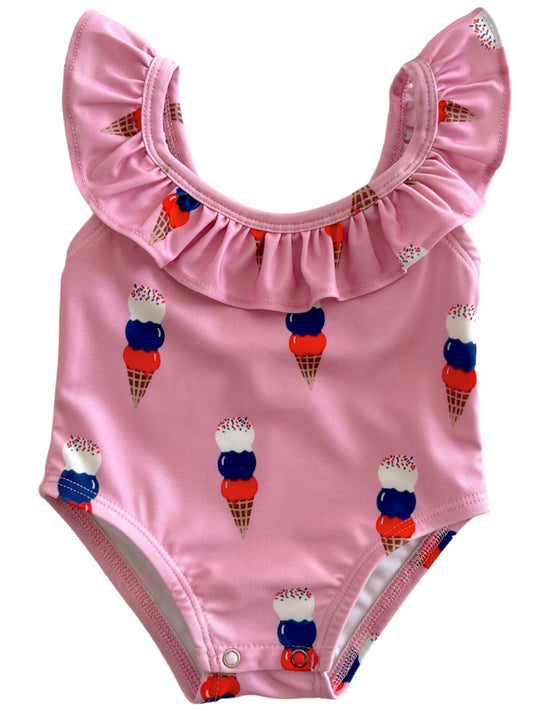 Pink Ice Cream / Isla Swimsuit / UPF 50+
