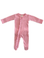 Pink / Organic Ribbed Frill Zip Footie