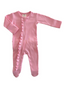 Pink / Organic Ribbed Frill Zip Footie