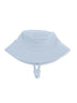 Light blue bucket hat with adjustable chin strap, perfect for sun protection and casual wear.