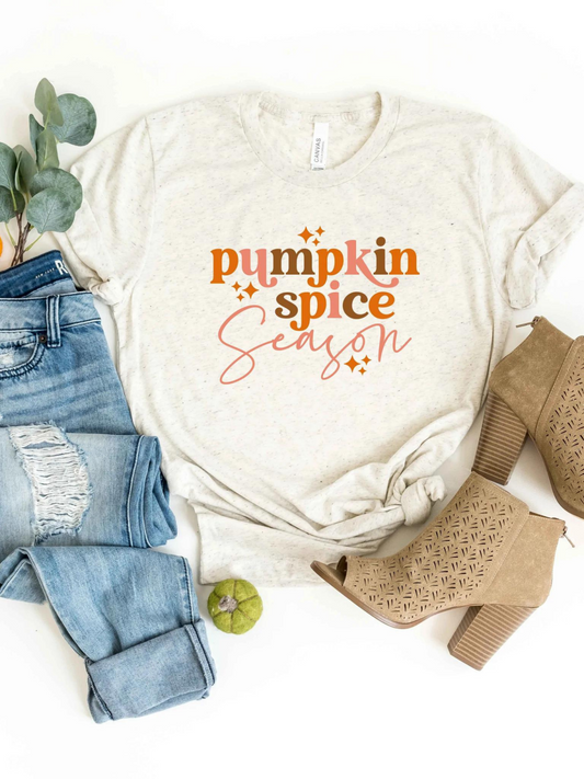 Pumpkin Spice Season Stars Adult Graphic Tee, Oatmeal