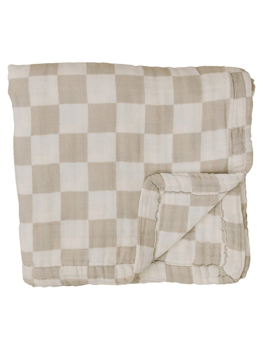 Muslin Quilt, Taupe Checkered