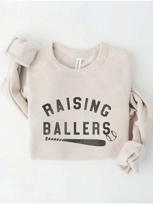Raising Ballers Adult Graphic Fleece Sweatshirt, Heather Dust