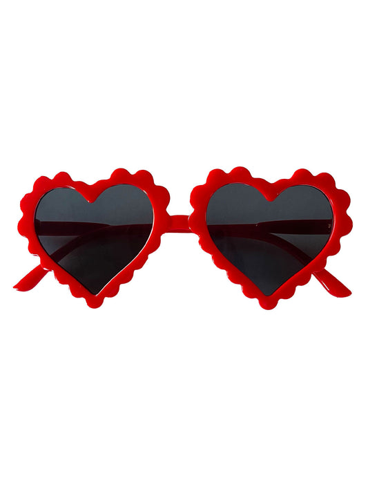 Kids Scallop Heart Sunglasses, Red