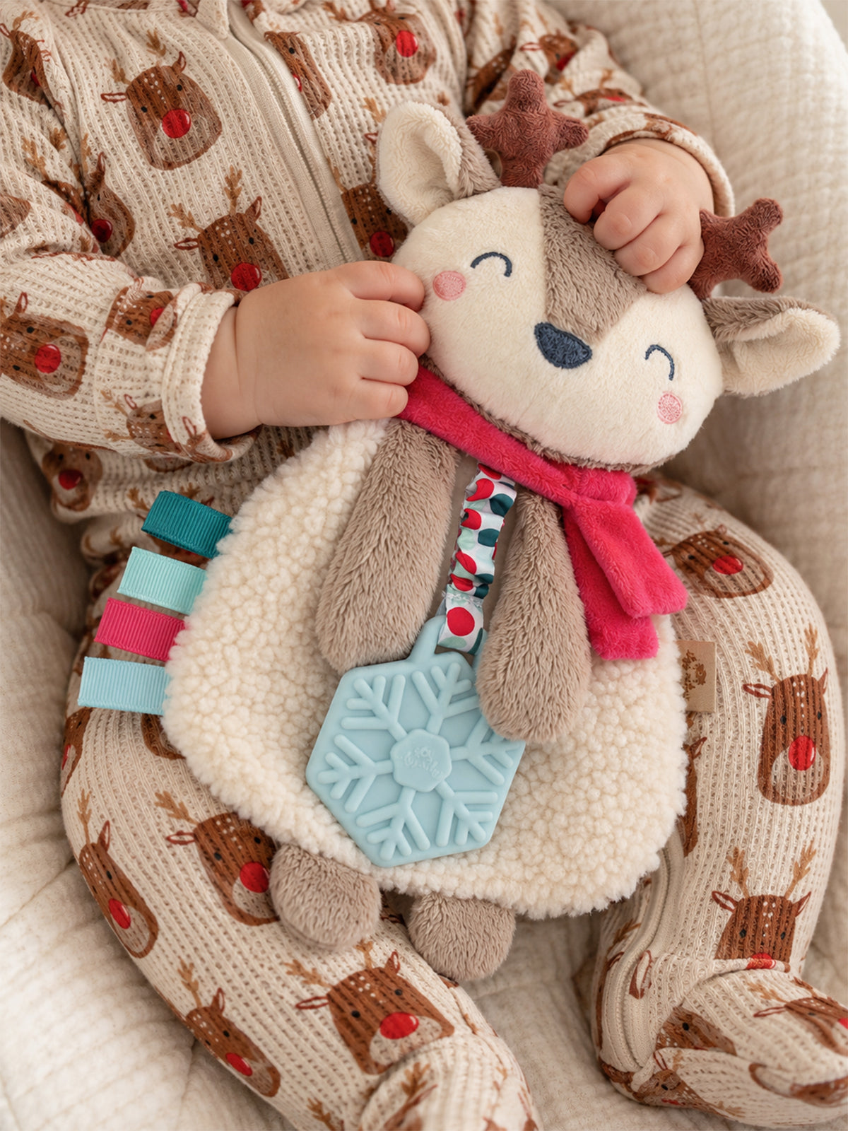 Itzy Lovey™ Plush Teether Toy, Holiday Reindeer