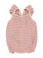 Ribbed Ruffle Romper, Pink Stripe