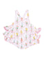 Ruffle Sunsuit, Ribbon Bouquets