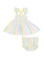 Ruffle Strap Smocked Top & Bloomer, Ric Rac Stripe