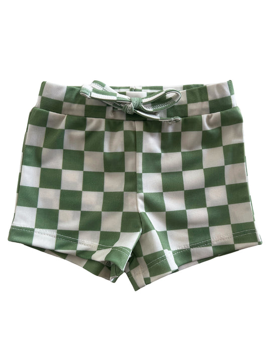 Lime Checkerboard / Riviera Swim Short / UPF 50+