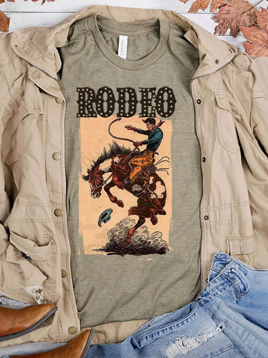 Rodeo Marquee Graphic Tee, Heather Military Green