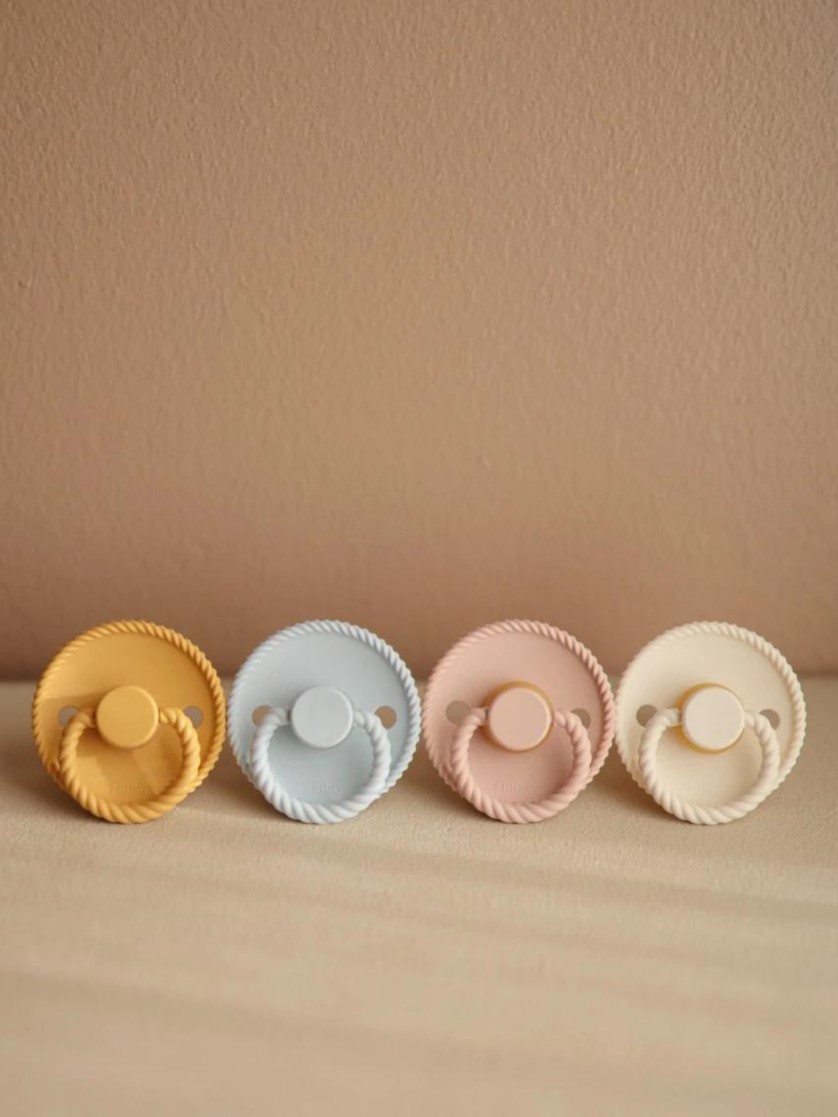 Rope Natural Rubber Pacifier 2-Pack, Cream/Blush