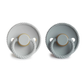 Rope Natural Rubber Pacifier 2-Pack, Silver Grey / French Grey
