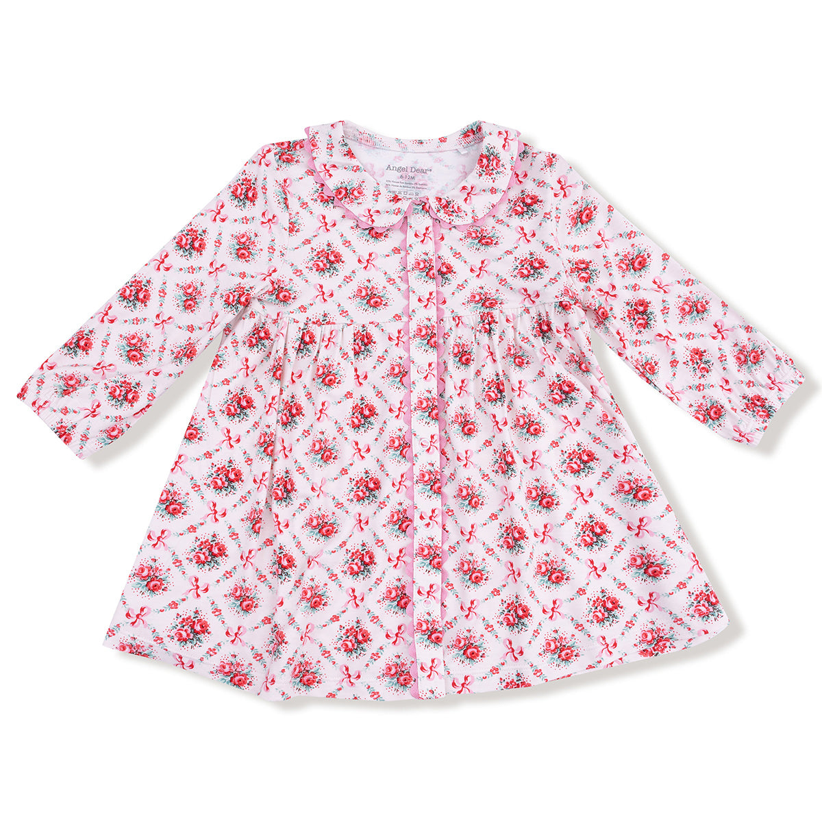 Long Sleeve Jill Ric Rac Dress, Rose Bow Lattice – SpearmintLOVE