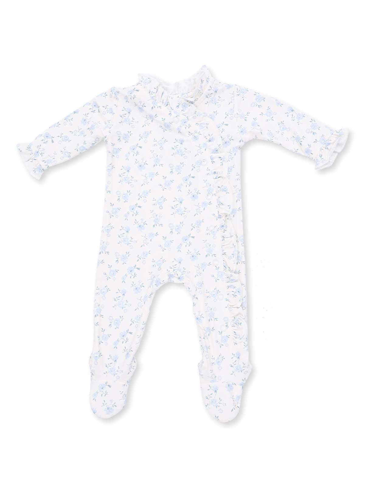 Kimono Ruffle Snap Footie, Rose Briar