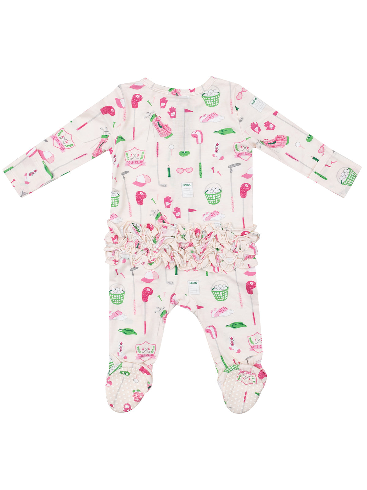 Pima Cotton Zip Footie- Pink Golf