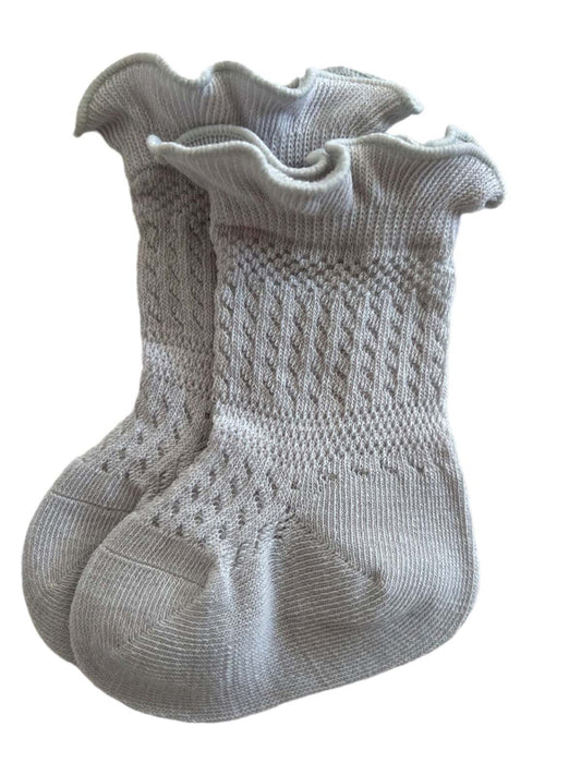 Ruffle Knit Socks, Grey
