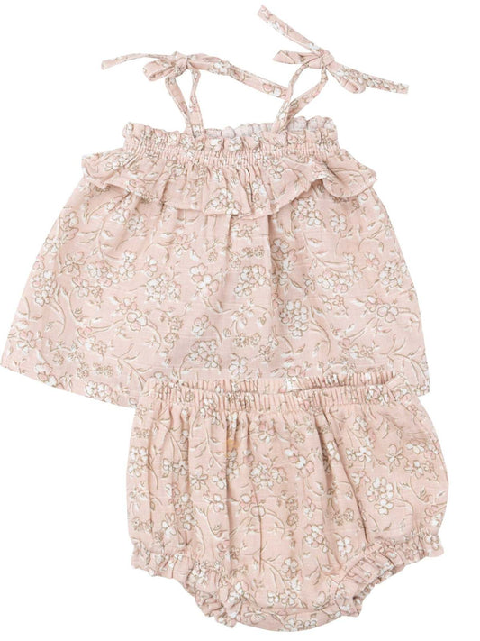 Ruffle Top & Bloomer, Baby's Breath Floral