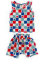 Red, White & Blue Checkerboard / Organic Tank & Short Set