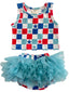 Red, White & Blue Checkerboard / Organic Tutu Bloomer Set