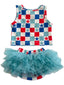 Red, White & Blue Checkerboard / Organic Tutu Bloomer Set