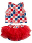 Red, White, Blue & Pink Checkerboard / Organic Tutu Bloomer Set