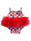 Red, White, Blue & Pink Checkerboard / Organic Tutu Bodysuit