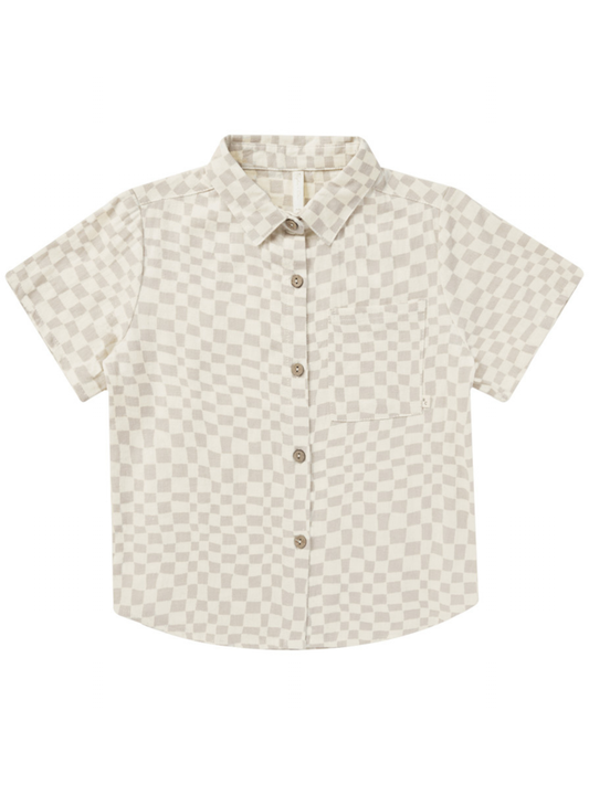 Rylee & Cru Collared Short Sleeve Shirt, Dove Check