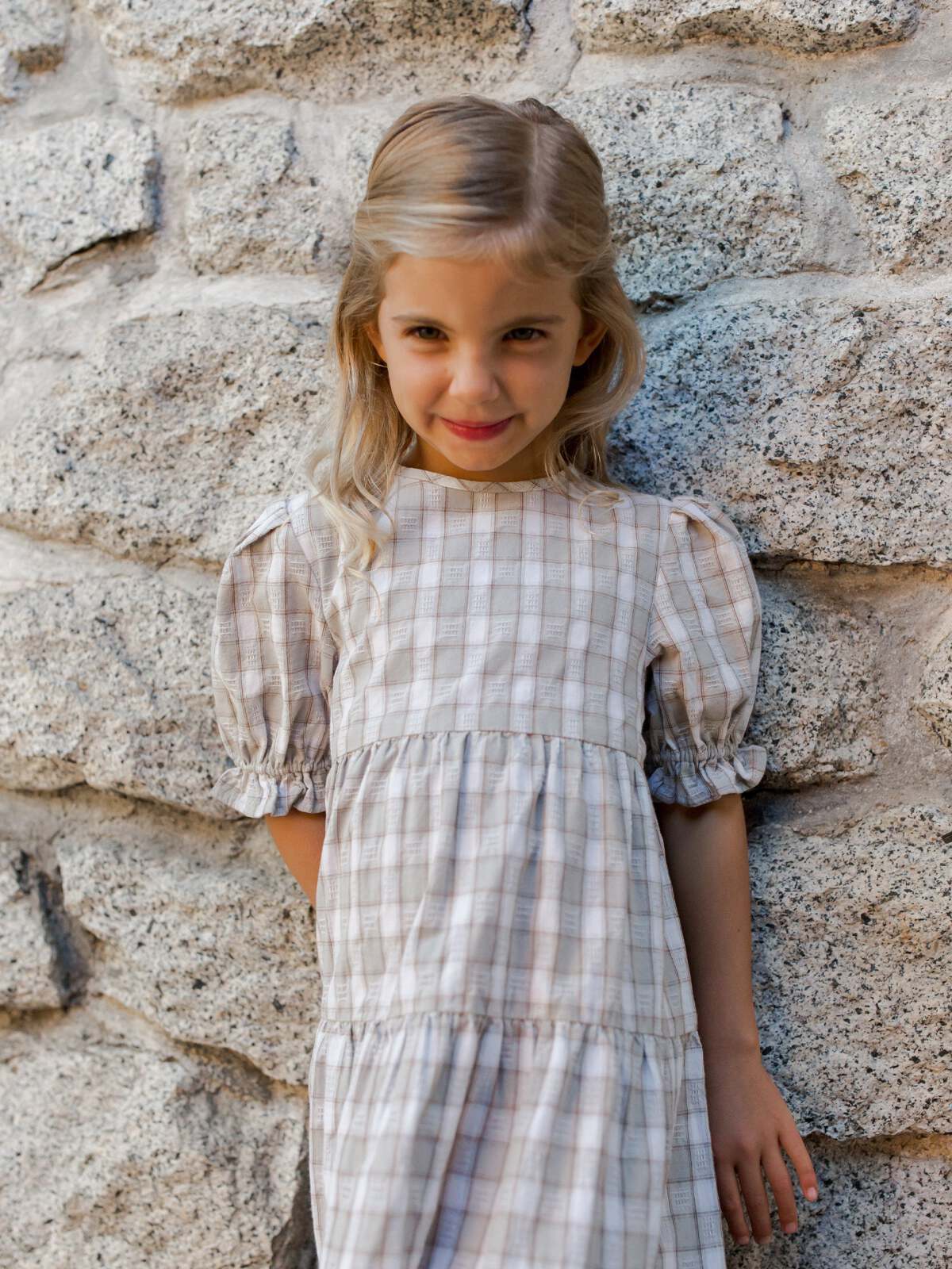 NWT Rylee Cru gillian dress putty plaid cotton 2024 8-9y